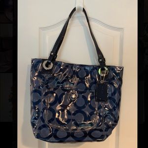 Coach Signature blue denim bucket pocketbook purse